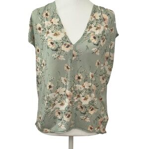 H&M Soft Green Floral Blouse